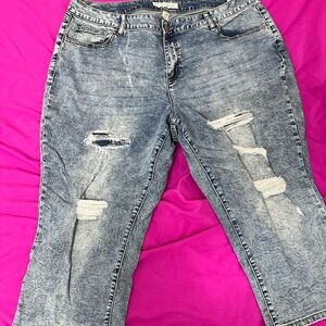 Stylish Blue Distressed Boyfriend Jeans